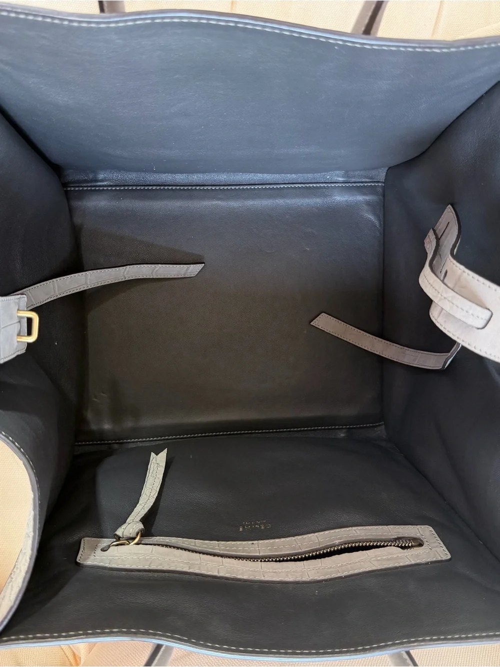 Celine Nubuck Gray Croc-Embossed Phantom Luggage